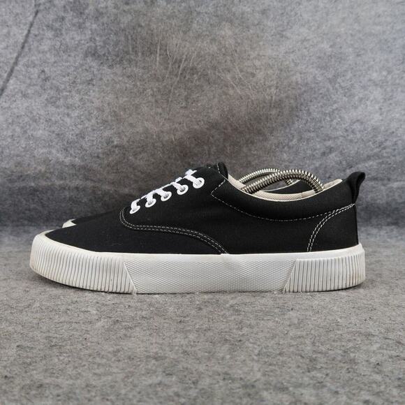 H&M Shoes Mens 7.5 Sneakers Lifestyle Low Profile Trainers Lace Up Casual Black - Picture 4 of 13